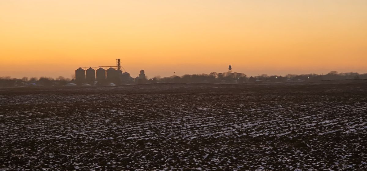 a distance picture of Comfrey at sunset